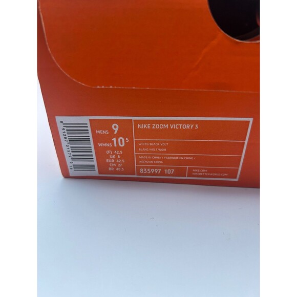 Nike Zoom Victory 3 Women's Track Distance Spikes White/Black 835997-107 Sz 9 - Picture 2 of 9